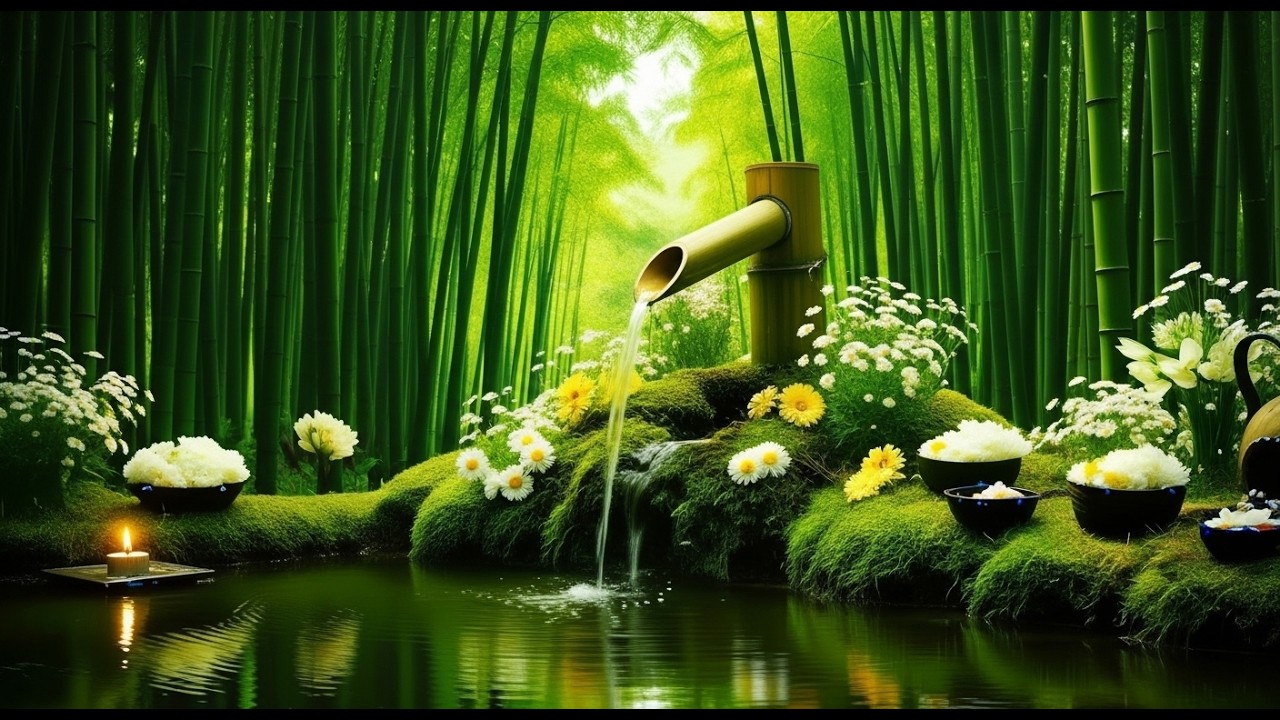 Mind Healing 🌿 Bamboo Water Sounds & Relaxing Music, Anxiety Relief