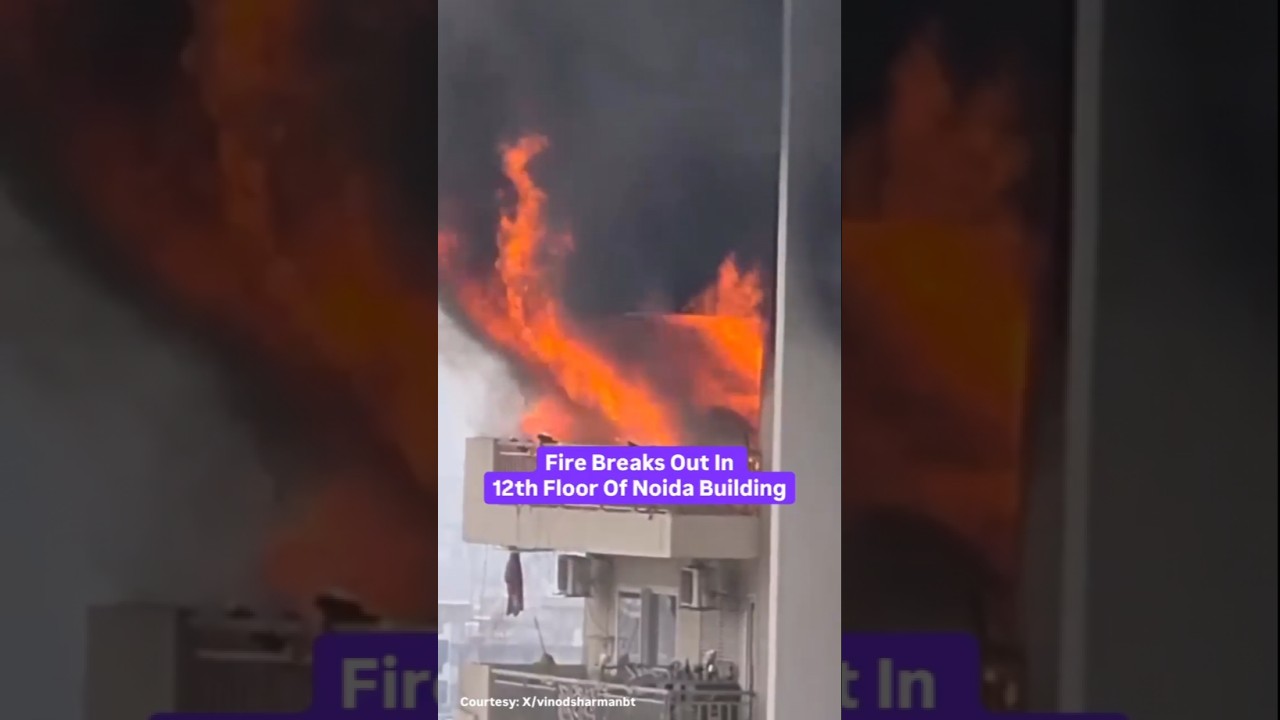 VIRAL | Massive Fire Erupts In  Noida High-Rise |  Residents Forced to Flee | #viral #noida #shorts