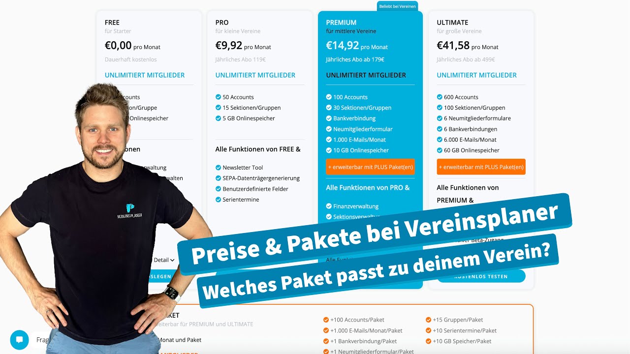 Was kostet der Vereinsplaner? Preise & Funktionen im Überblick