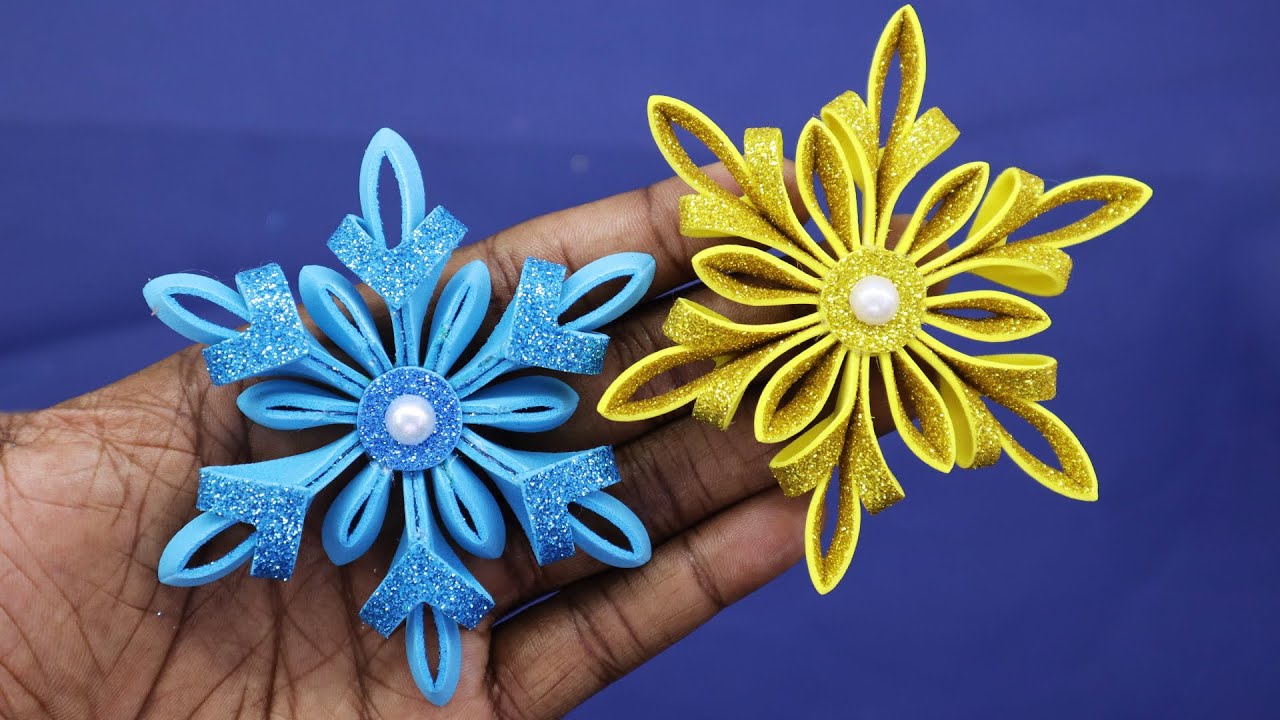 DIY Mini Snowflakes Christmas Tree Ornaments ❄️ Christmas Decorations with Eva Glitter Foam
