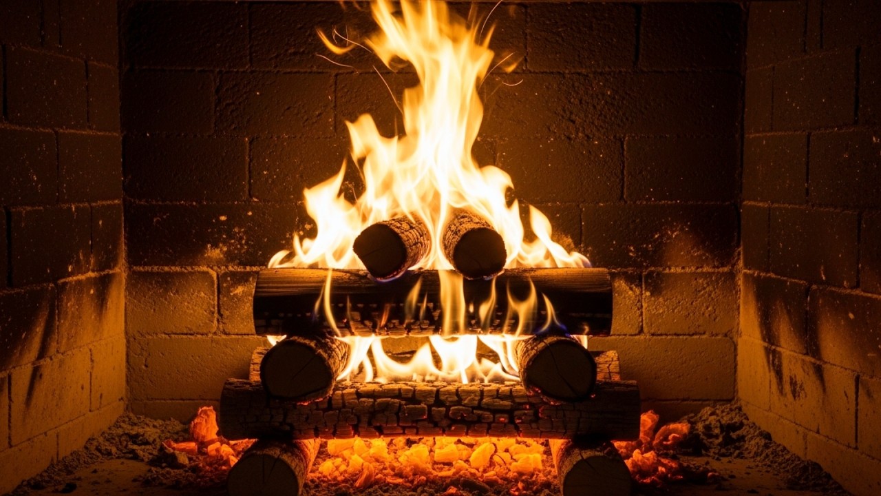 Warm Christmas Fireplace with Cozy Crackling Fire for Sleep, Relaxation and Holiday Mood