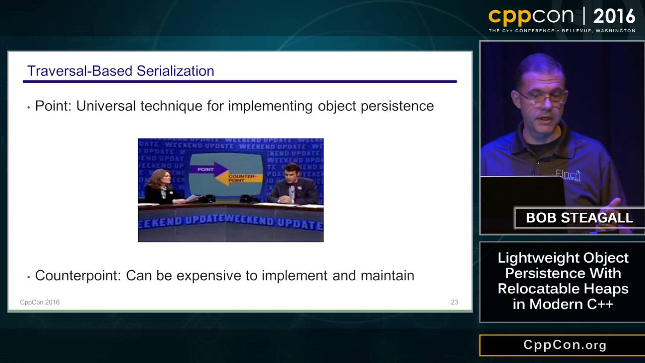 CppCon 2016: Bob Steagall “Lightweight Object Persistence With Relocatable Heaps in Modern C++