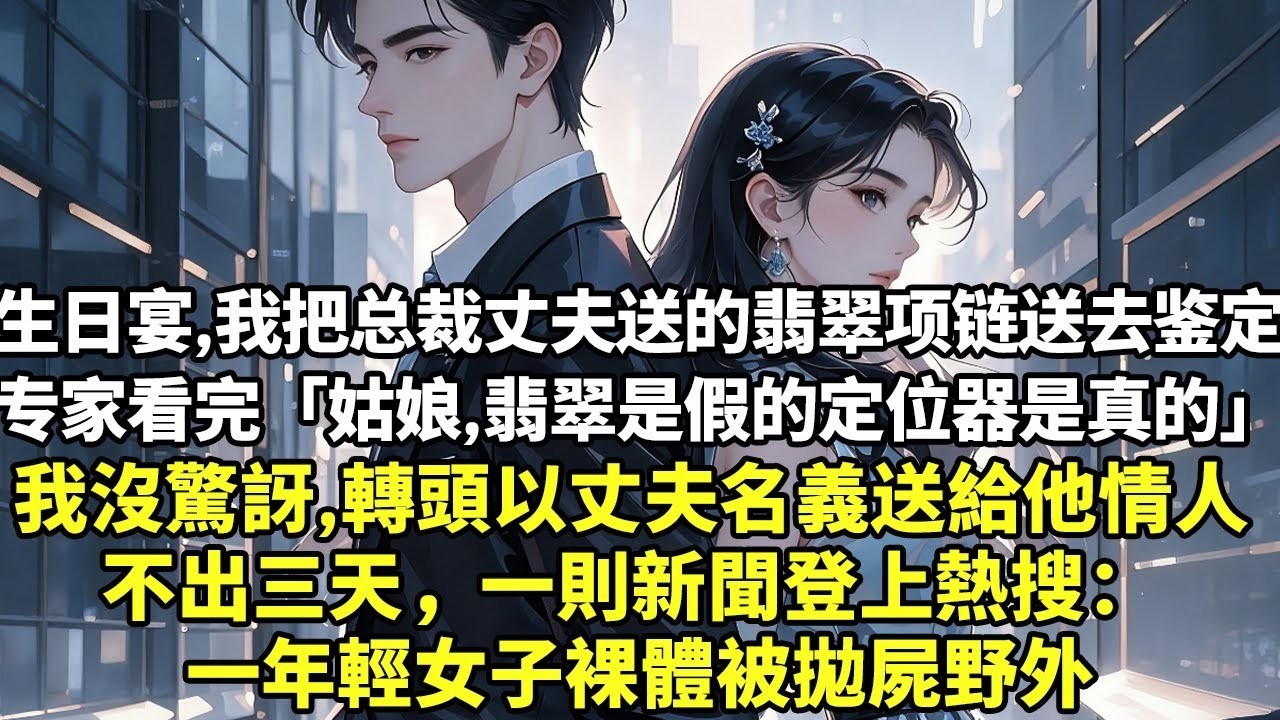 生日當天，我把總裁丈夫送的翡翠項鏈送去鑒定 專家看完「姑娘，翡翠是假的定位器是真的」 我沒有驚訝，轉頭以丈夫名義送給他情人 不出三天，一則新聞登上熱搜： 一年輕女子裸體被拋屍野外【為人處世】【