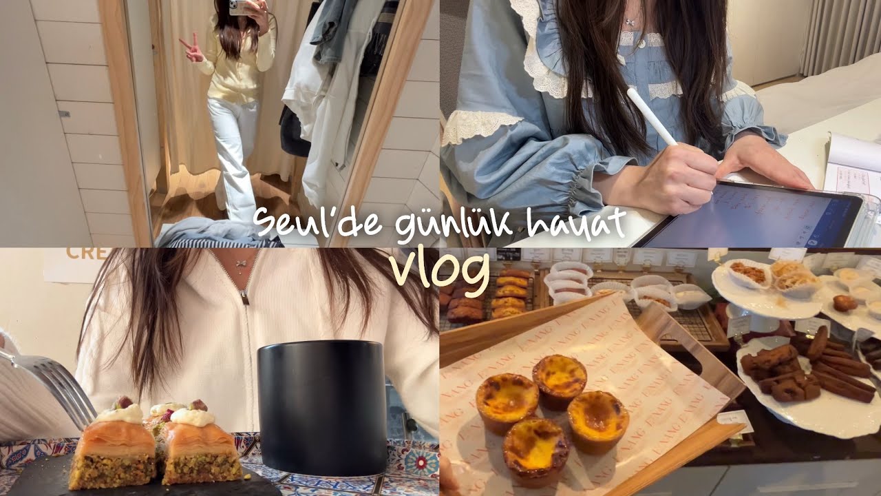 Koreli üniversite öğrencisinin bir günü vlog🇰🇷 Kore’de baklava yemek🇹🇷sergi👗Türkçe çalışmak✏️