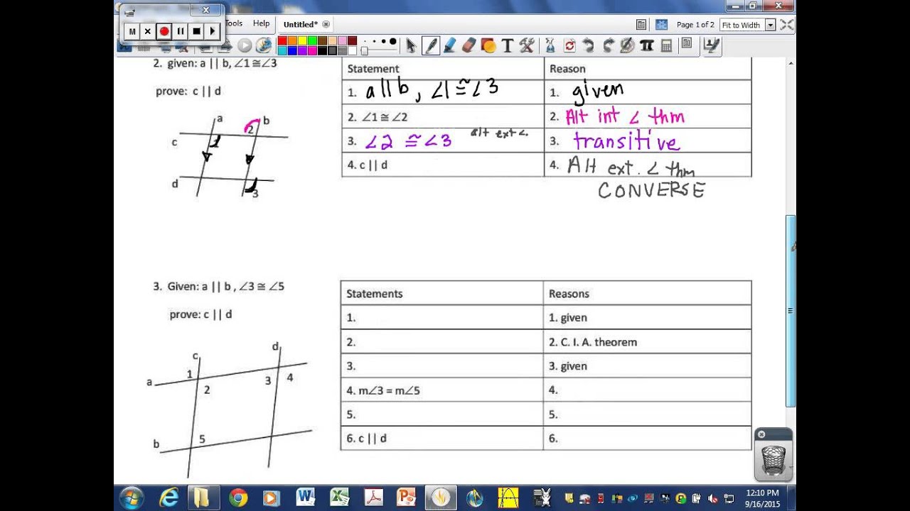 proving lines are parallel using the CONVERSE