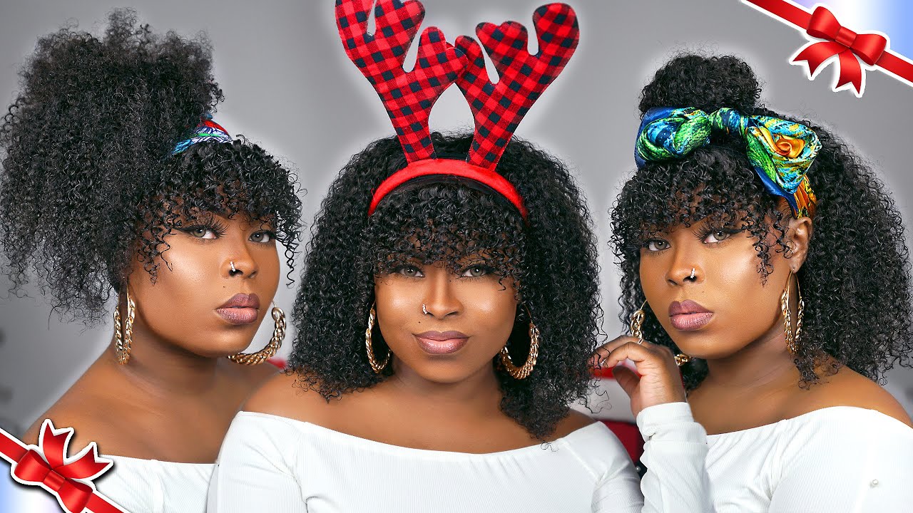 IM IN LOVE 💕 | Curly Headband Wig with BANGS 😱| Hergivenhair | W/ 