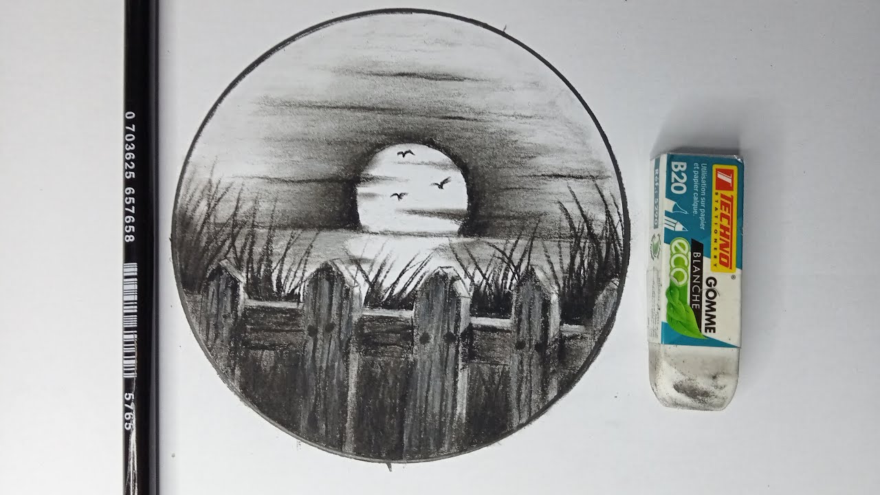 رسم منظر طبيعي بقلم الرصاص السهل والجميل في 2024! رسم سهل | كيف ترسم منظر طبيعي بقلم الرصاص