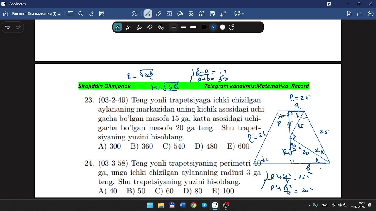 Trapetsiya va aylana.