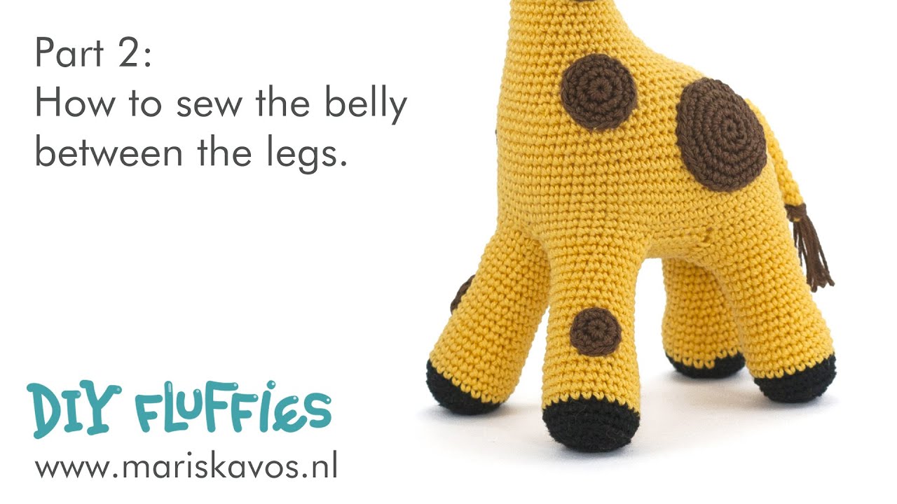 How to crochet  and sew the belly on the giraffe amigurumi tutorial English