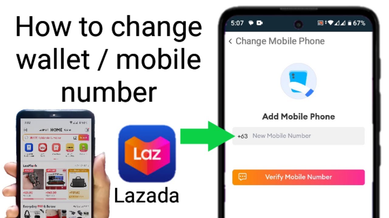 how to change lazada wallet number/mobile