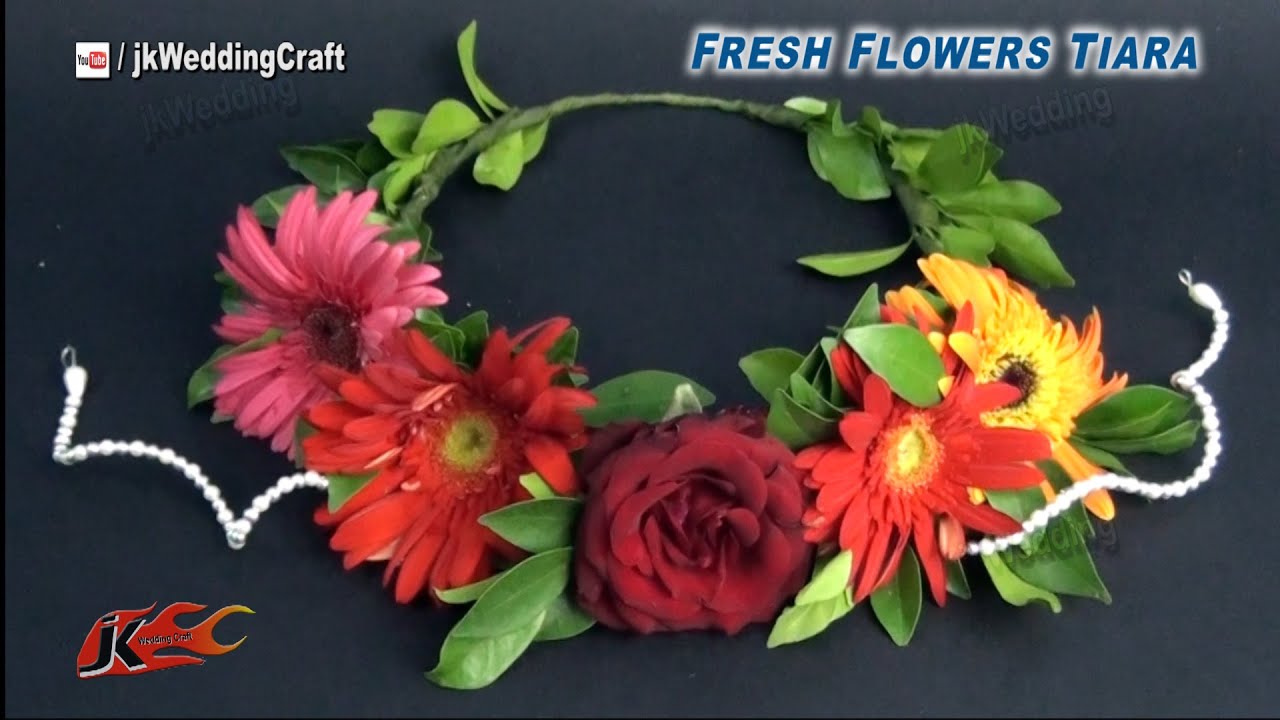 DIY How to Make a fresh Flower Crown / Tiara | JK Wedding Craft 032