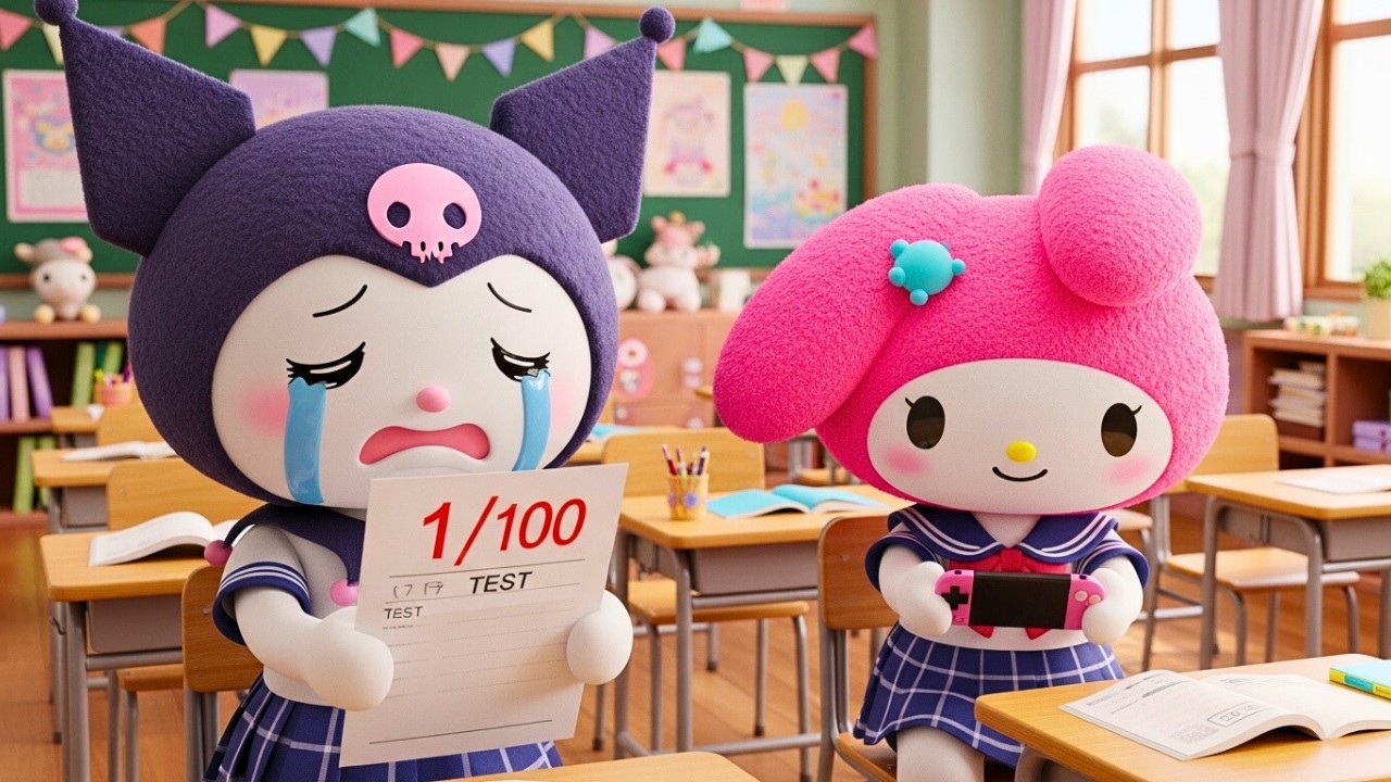 Kuromi Failed Her Test Because of Gaming | School Life Lesson