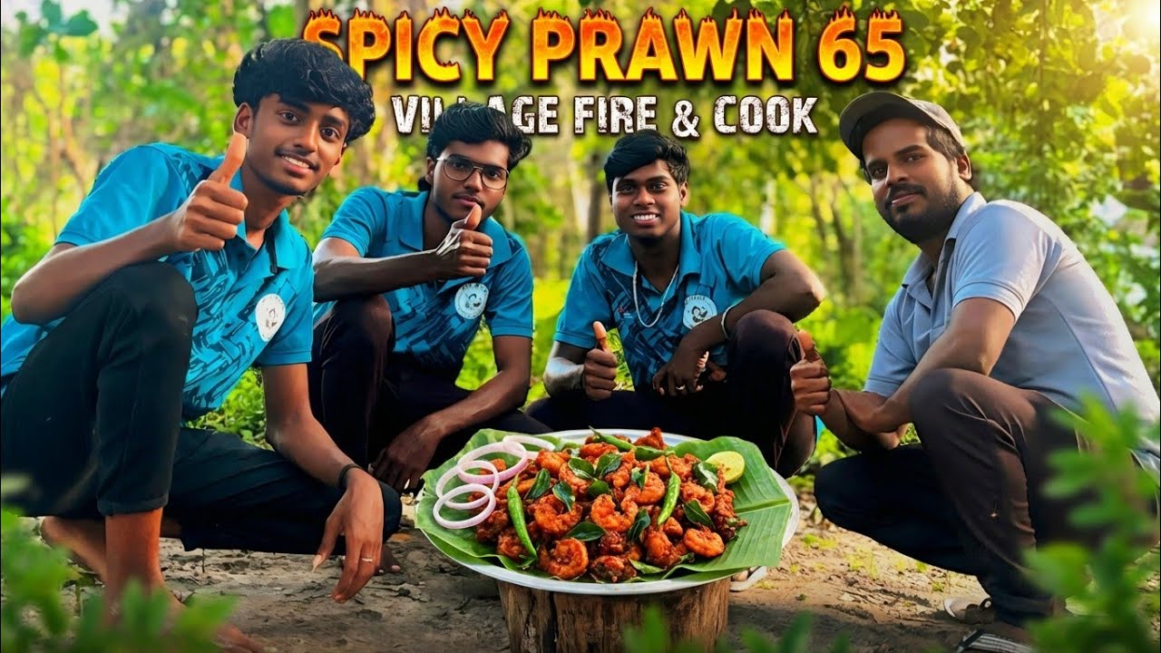Spicy Prawn 65🍗Recipe😋Village Style Seafood Cooking | Village Fire & Cook#food#music#new#edit#pubg💥💯