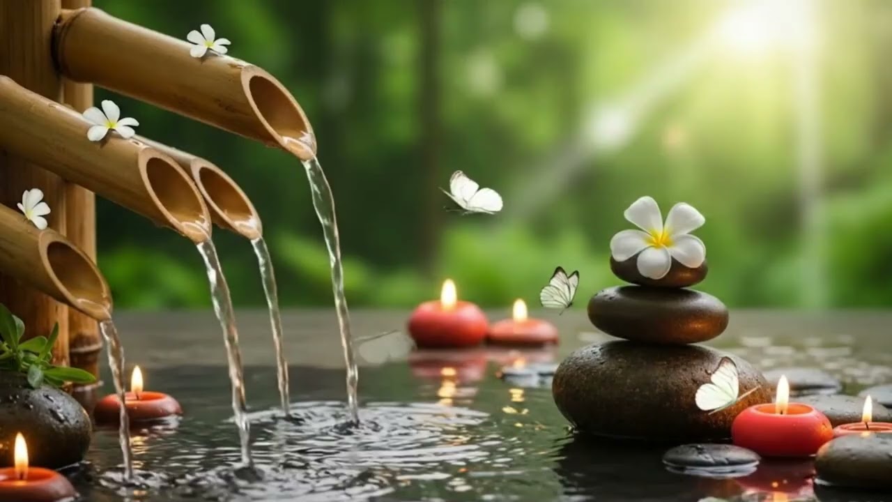 Relaxing 🌺Music for Healing 🍀Paino Sounds, Water Sounds, Relieves Stress, Anxiety#008