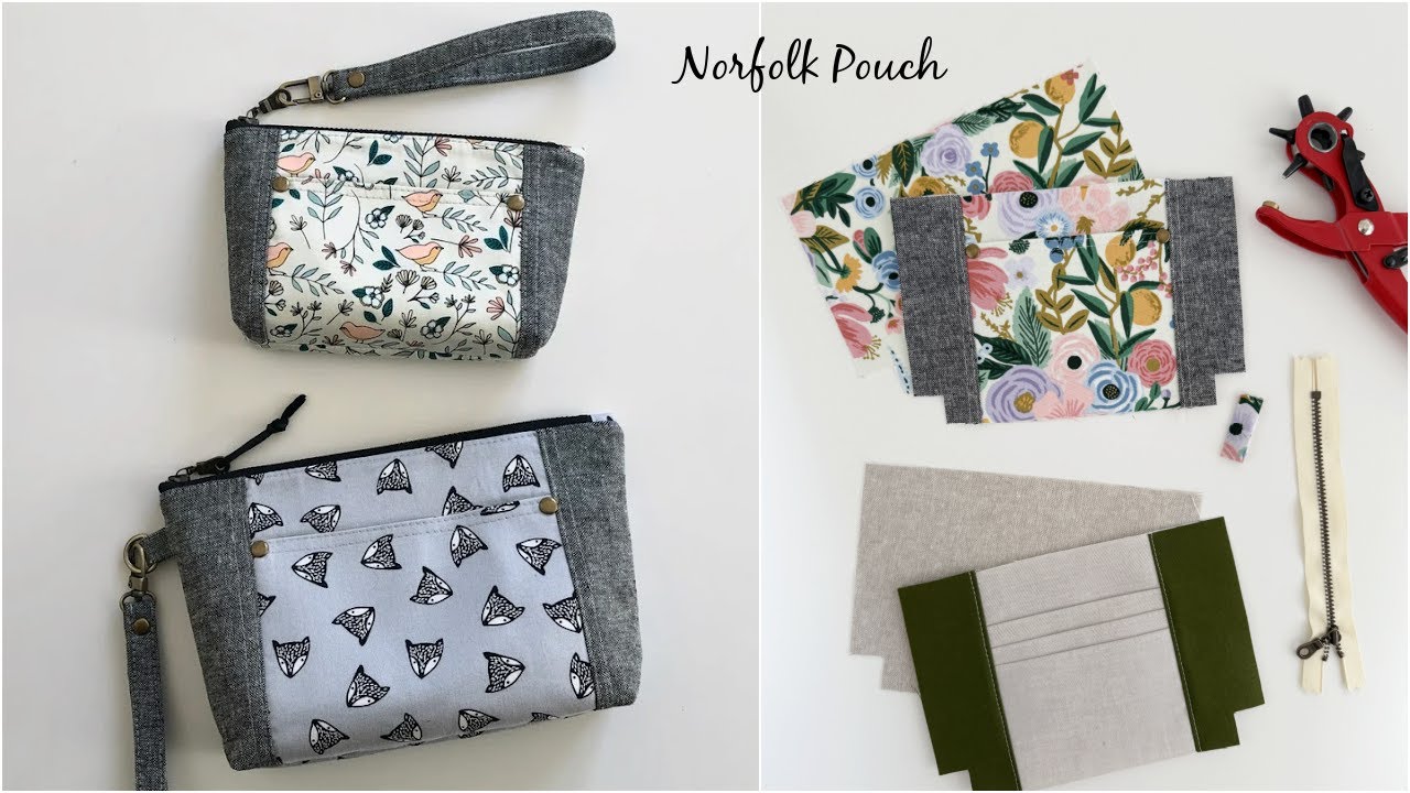 NORFOLK POUCH ~ zipper pouch / wallet, card slots on the inside, main zipper closure, wrist strap