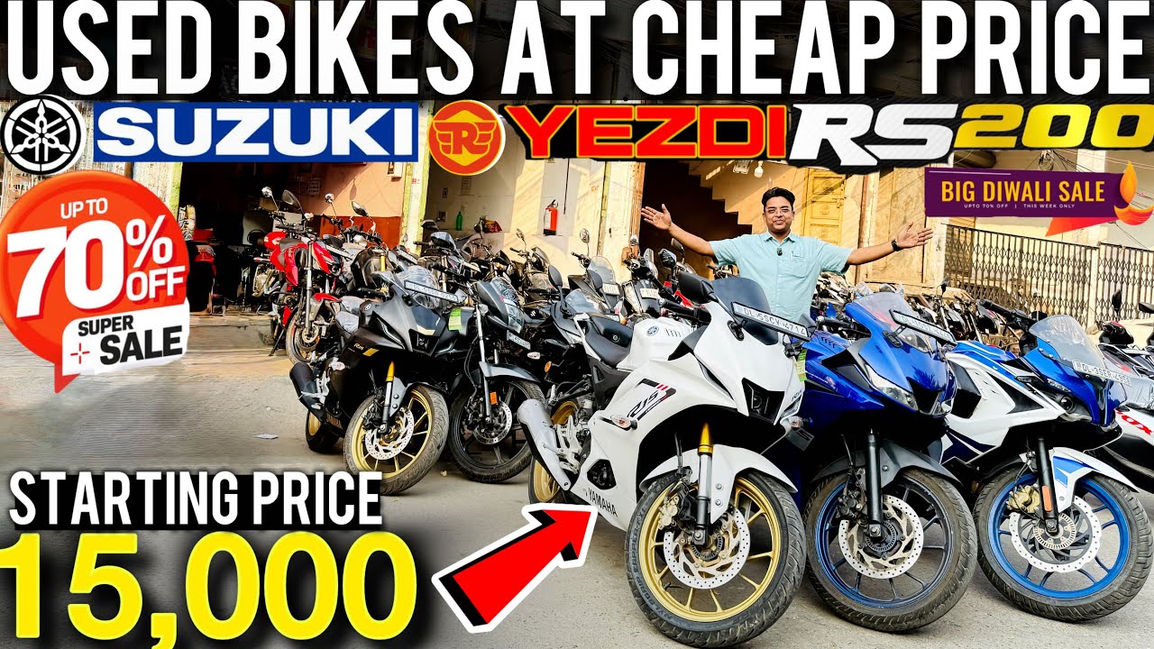 Second Hand Bikes AT Cheap Price Under ₹15000 To 25,000 Yamaha R15 MT15 pulsar RS200 Aggarwal motors