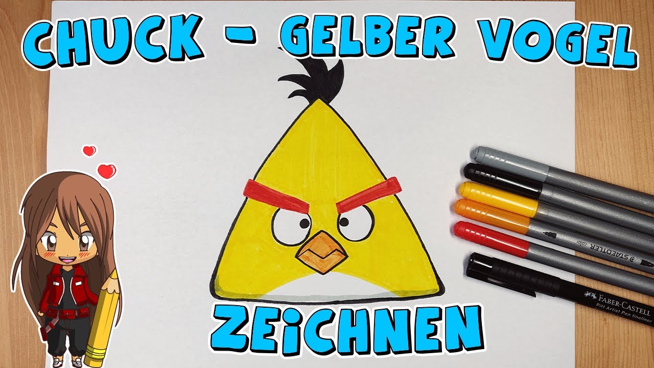 Gelben Vogel Chuck aus Angry Birds einfach malen für Kinder | ab 6 Jahren | Malen mit Evi | deutsch
