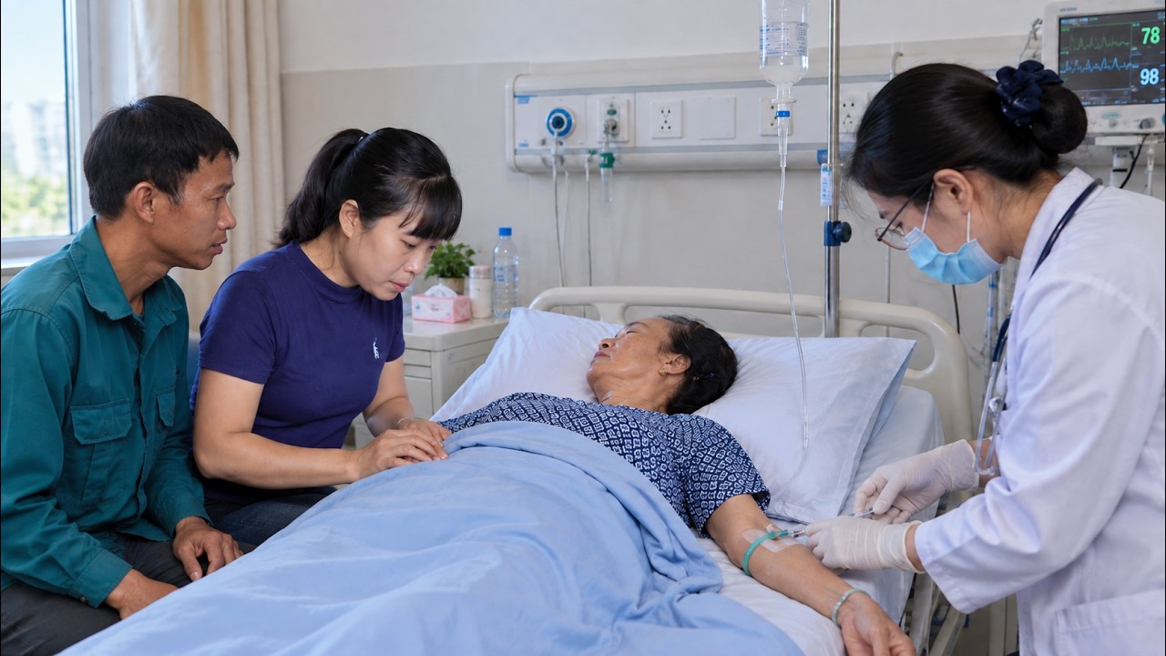 Mrs. Sam's blood pressure spike to 230 - Huyen and De rushed her the hospital middle of the night.