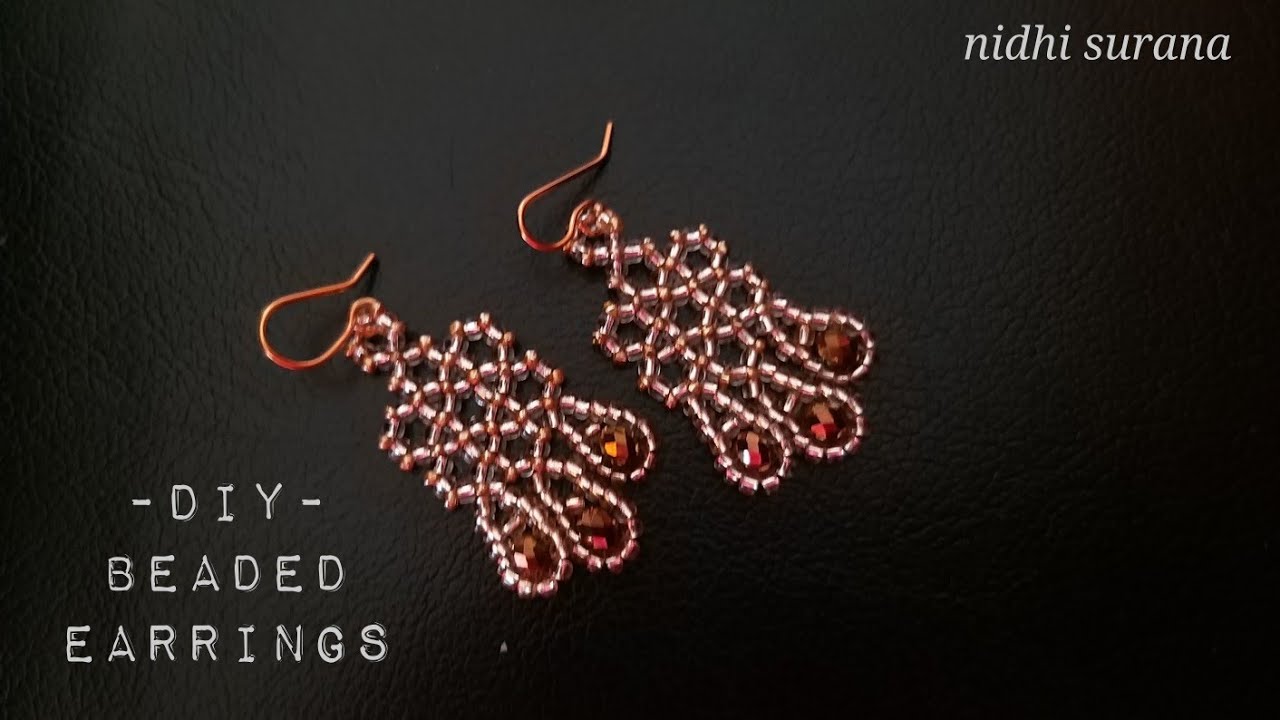 ⚜️Rose Gold Beaded Earrings || How to make || Aretes Tutorial DIY (0383)