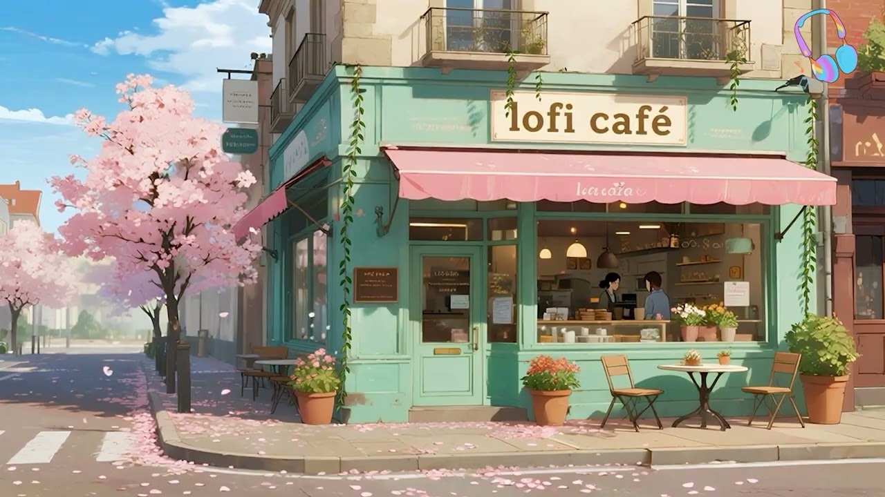 Cherry Blossom Corner ☕ Spring Outdoor Lofi Café 🌸 Peaceful Beats to Study, Work & Relax