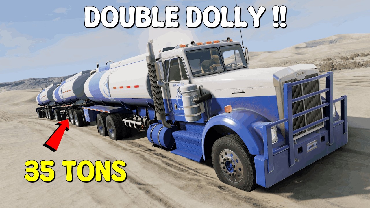 GAVRIL T-SERIES DOUBLE DOLLY FUEL TANKER DELIVERY [REMOTE DESERT] | BeamNG.Drive Cinematic