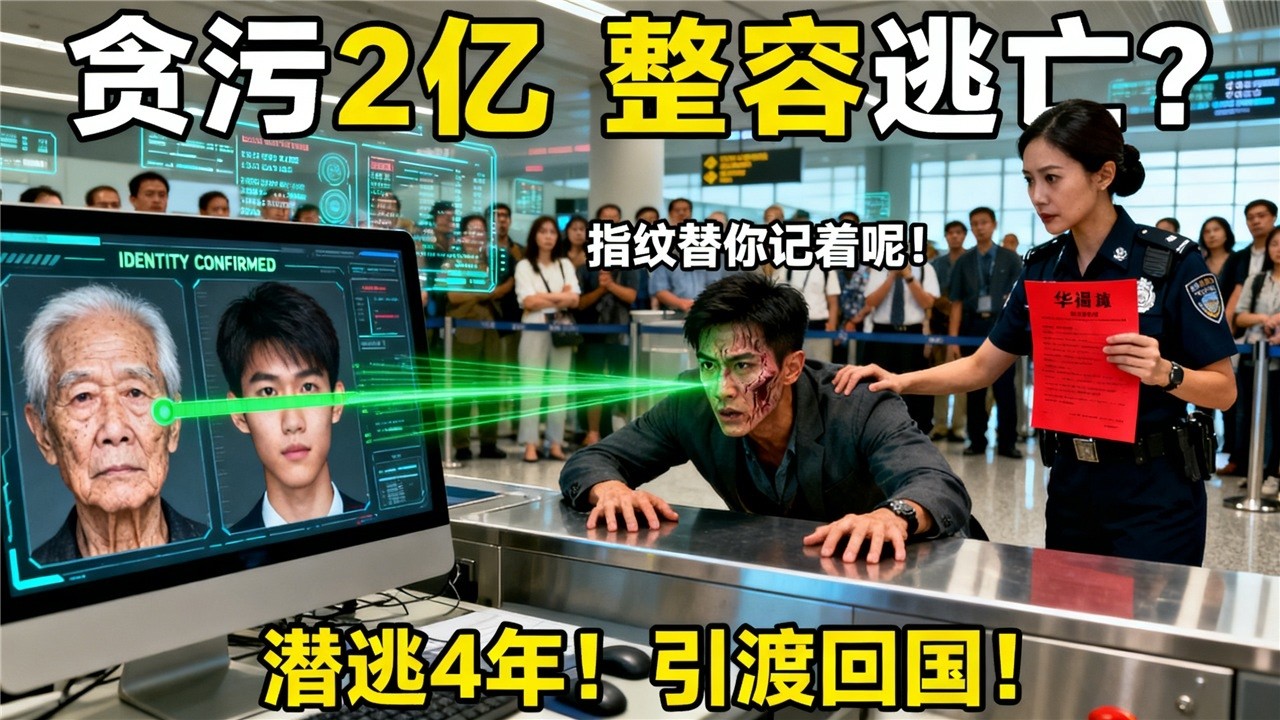 贪污2亿逃亡4年，整容换脸改名换姓！他以为万无一失，却忘了指纹是他一出生就刻在手上的身份证！天网恢恢疏而不漏！