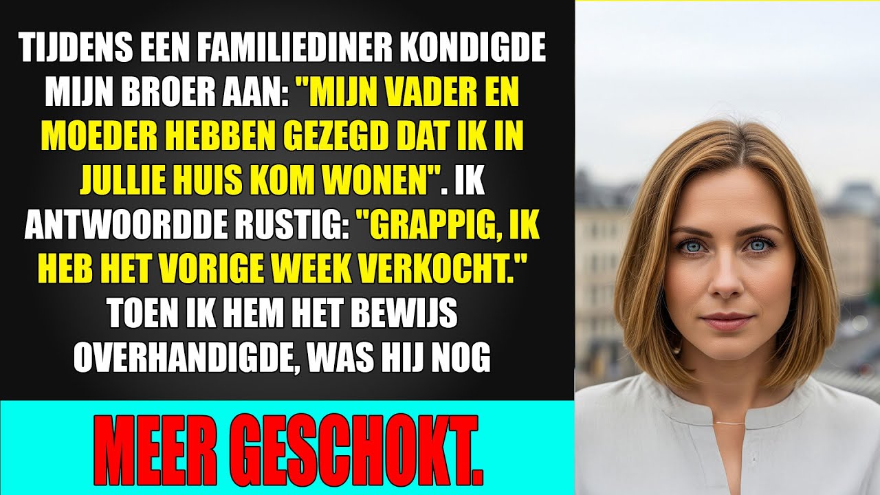 Tijdens het familiediner kondigde mijn broer aan dat hij introk. Maar ik had een grote verrassing!