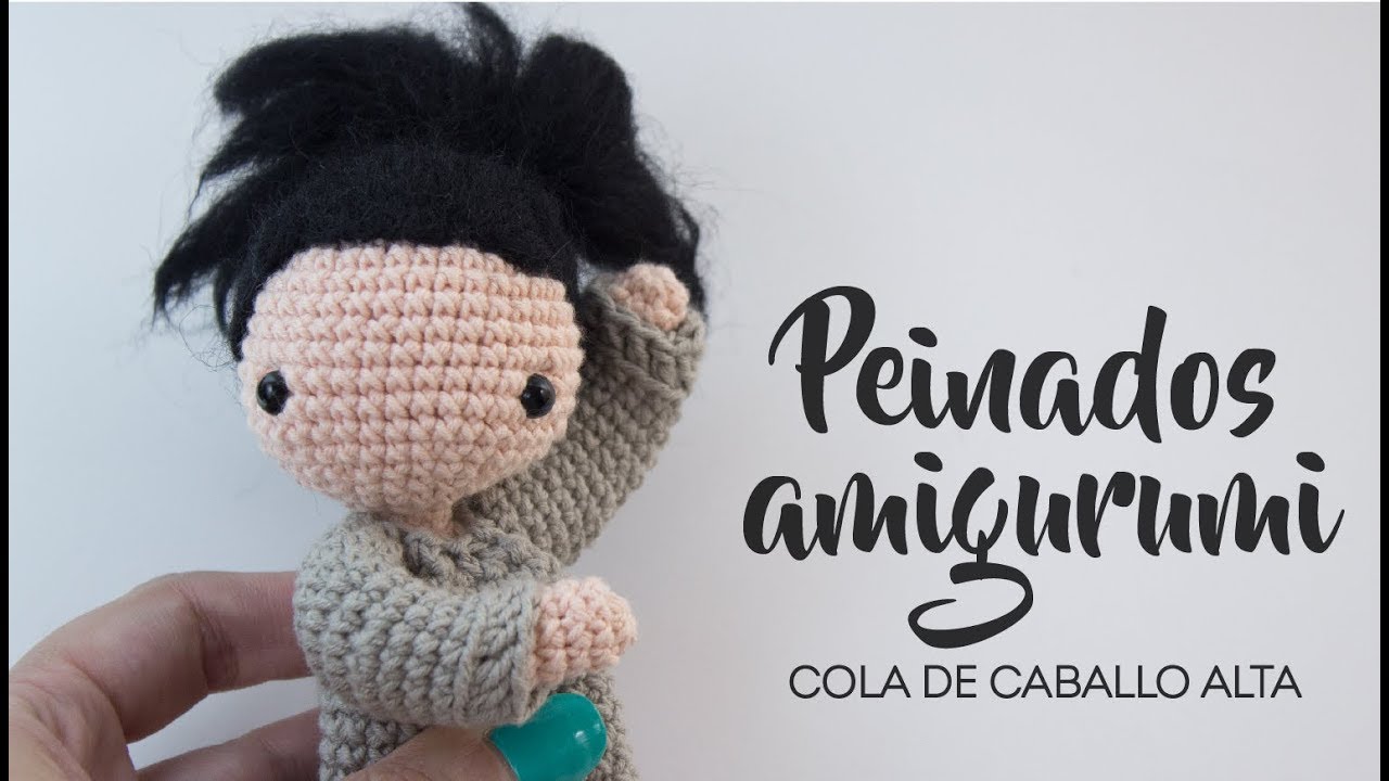 Peinados para amigurumi - Poner pelo con lana de fieltro