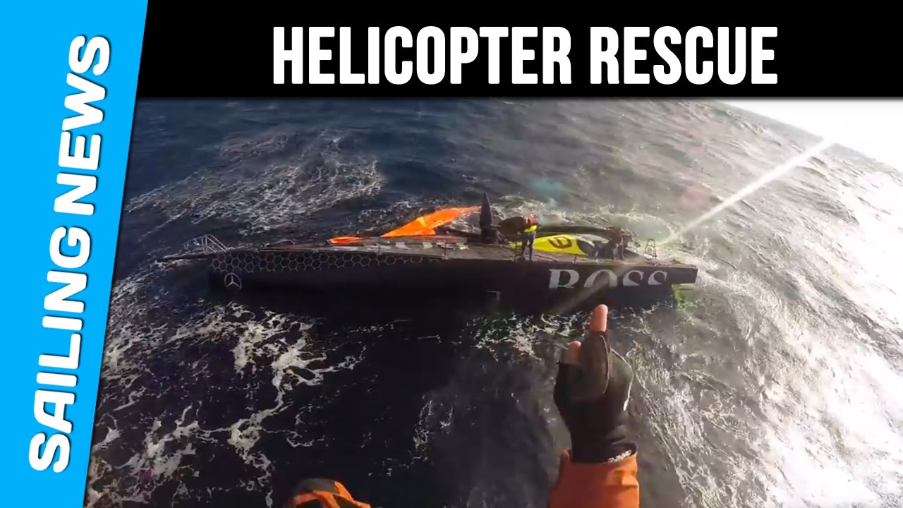 Helicopter rescue for HUGO BOSS-  Alex Thomson and Guillermo Altadill