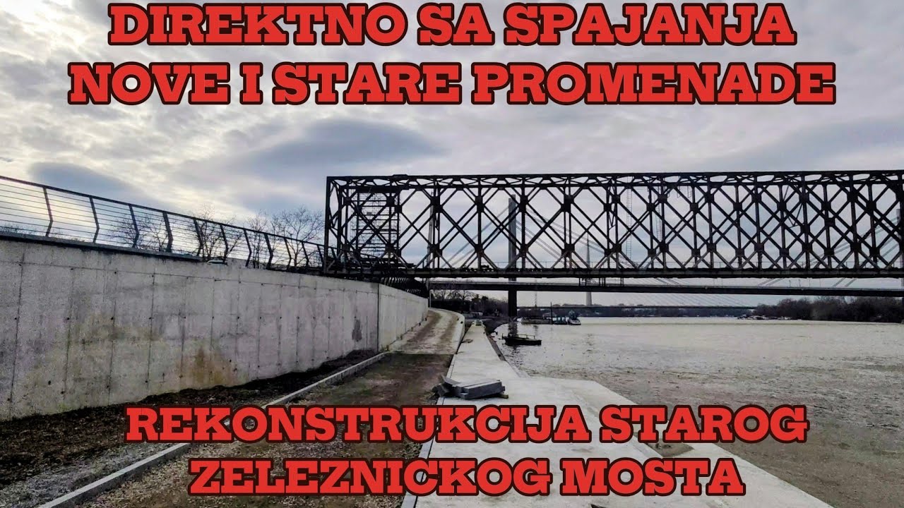 DIREKTNO KOD ZELEZNICKOG MOSTA RADOVI SPAJANJE DVE PROMENADE,TESKA MEHANIZACIJA  OBALA I REKA SAVA