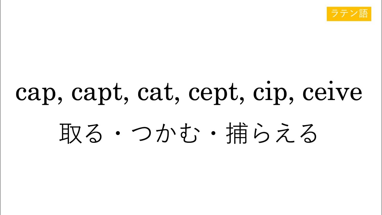 cap, capt, cat, cept, cip, ceive 取る・つかむ・捕らえる