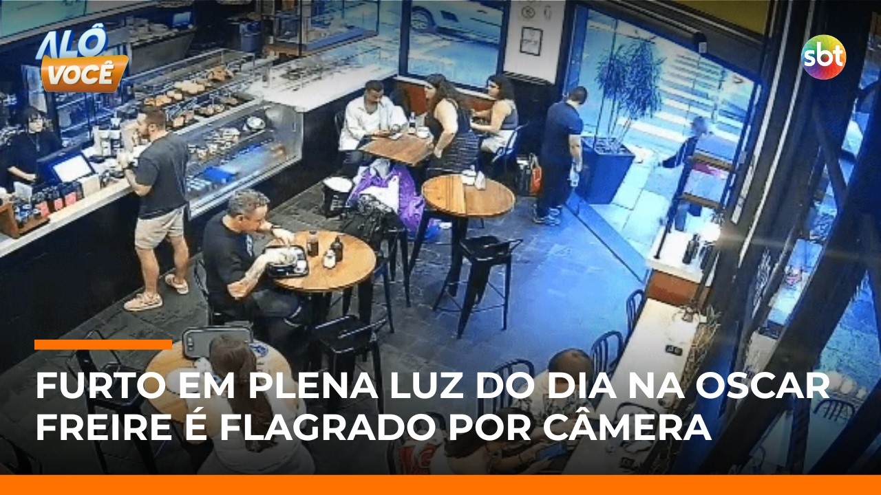 Câmera flagra mulher sendo furtada em cafeteria na Oscar Freire, área nobre de SP | #AloVoce