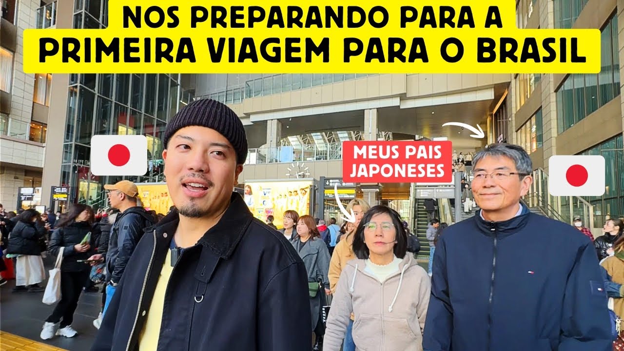 Meus pais japoneses se preparando para a primeira viagem para o Brasil