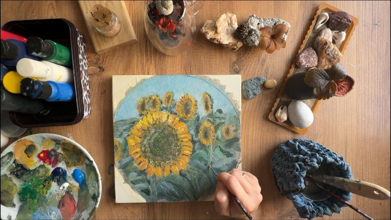 Sunflower Serenity — Peaceful Painting in Real Time with Relaxing Music