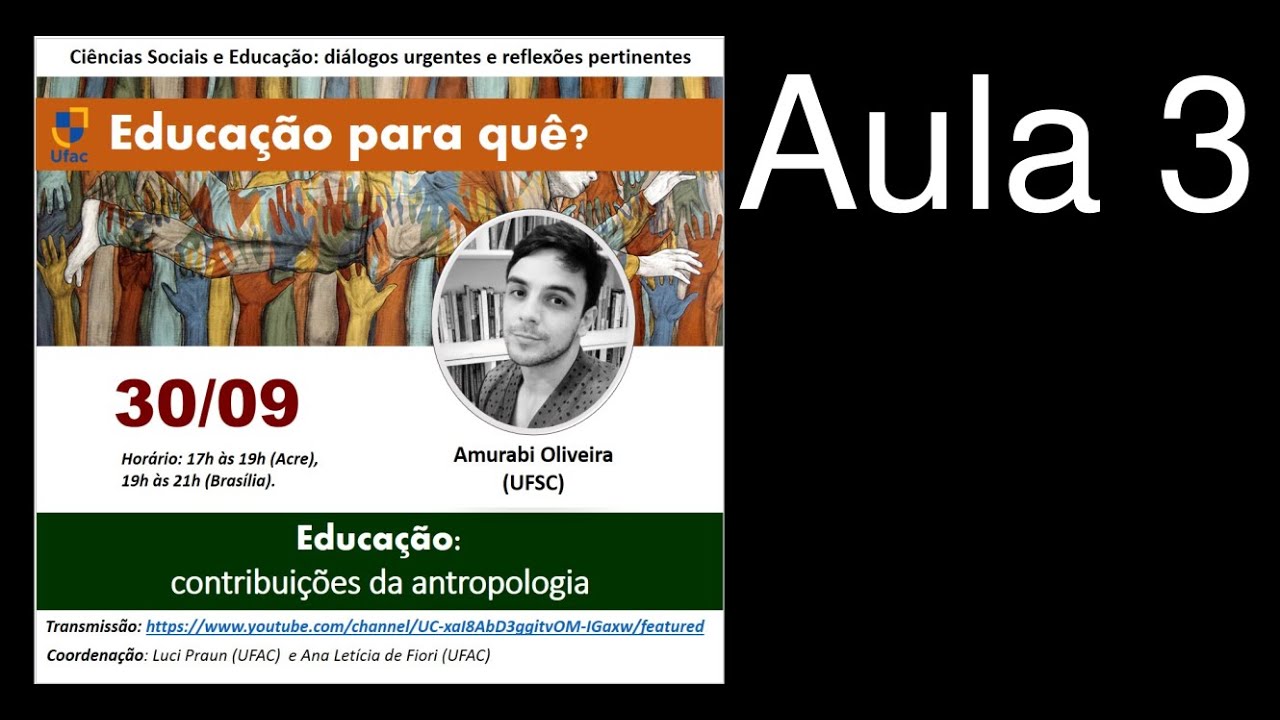 Educa&ccedil;&atilde;o para qu&ecirc;? AULA 3: Contribui&ccedil;&otilde;es da Antropologia para a Educa&ccedil;&atilde;o