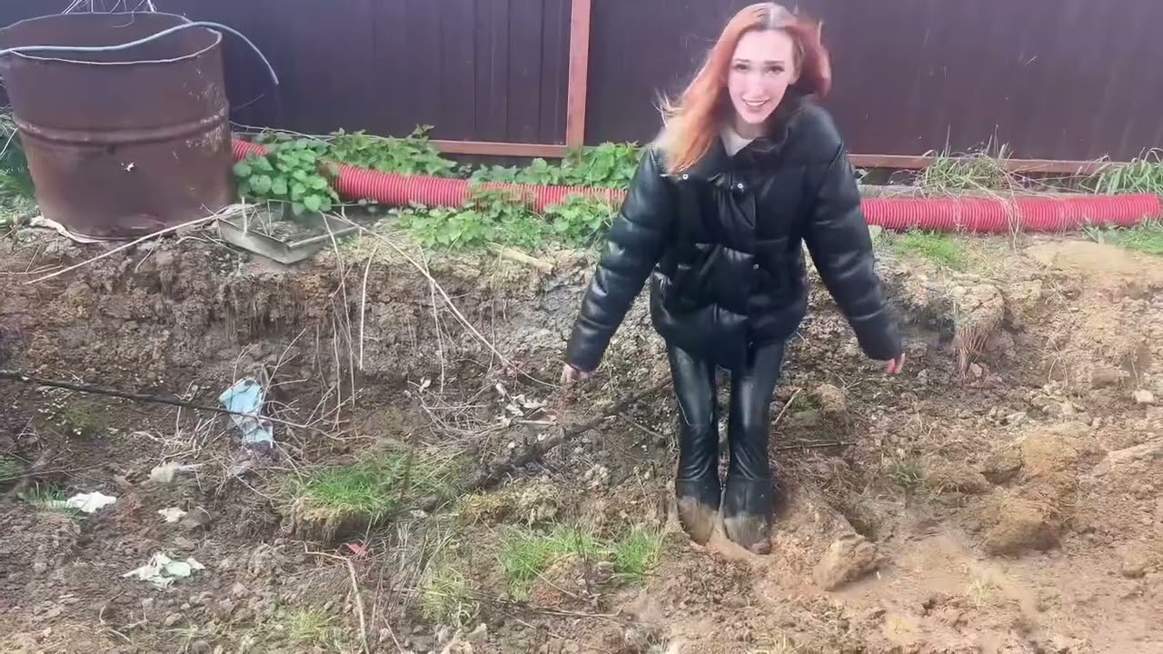 Stuck in mud, knee deep mud, muddy boots, high heels in mud, girl sinking in mud, abuse high heels