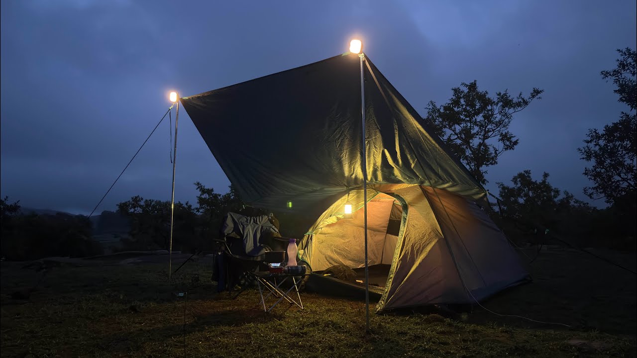 Heavy rain in the forest #asmr #raincamping