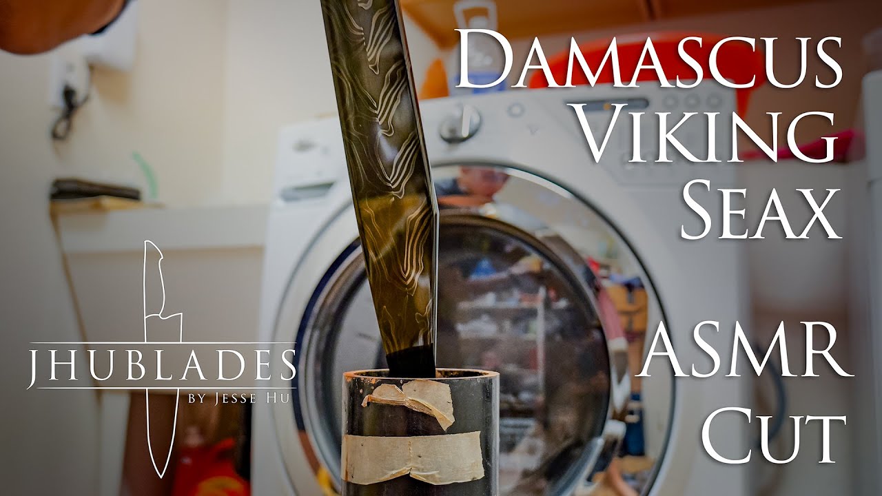 Making a Twist Damascus Viking Seax ASMR Cut