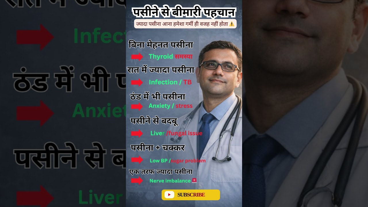 पसीने से बीमारी पहचान 🚨 | Excessive Sweating Causes | Hindi