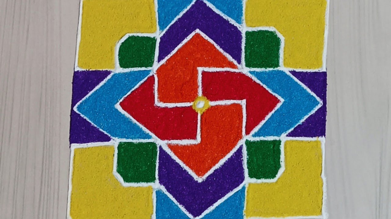 || Festival Rangoli 7 x 7 Dot's Easy Design || Dot's Rangoli For Festival || Dot's Kolam Design ||