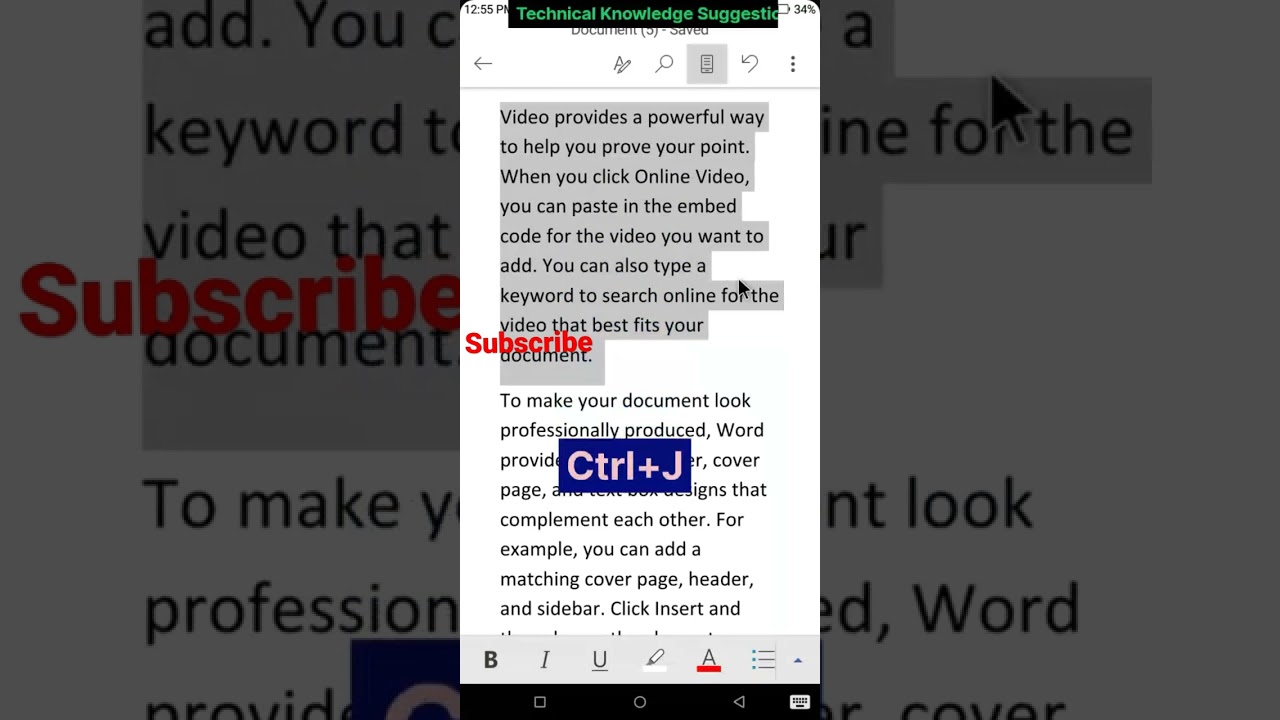 Keyboard shortcut Ctrl+J | Control+J | Computer Shortcut Keys For Justify |