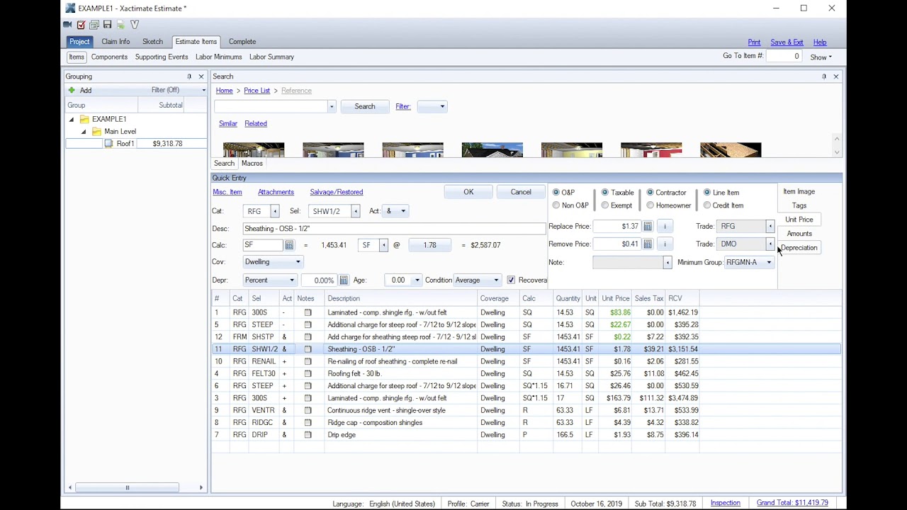 Xactimate 28 change DMO to RFG