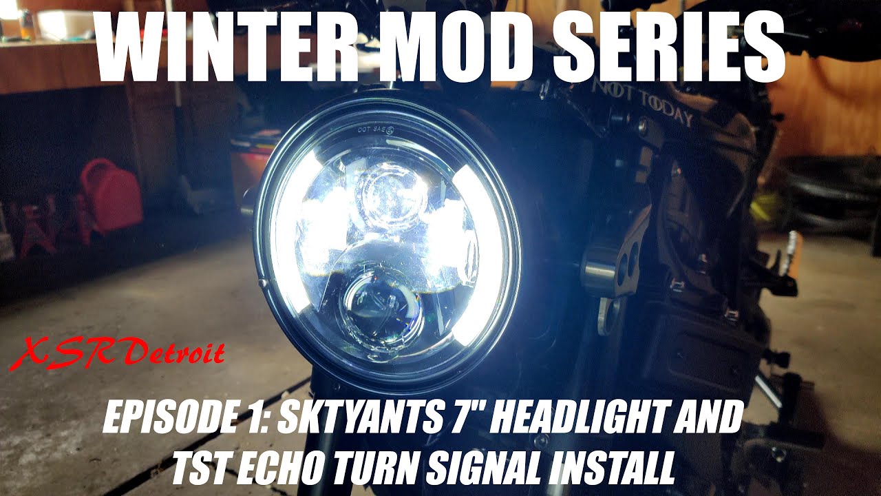 Winter Mod Series EP1 SKTYANTS 7” Headlight &TST Industries Echo turn signal installed on the XSR900