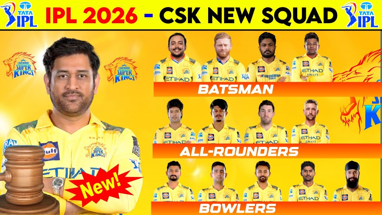 Csk Squad 2026 - IPL 2026 Csk Team || Chennai Super Kings 2026 Squad
