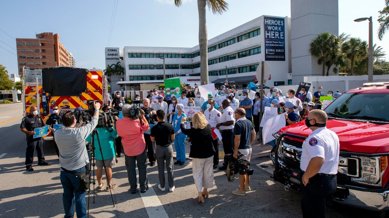 First responders pay tribute to Coral Gables Hospital staff