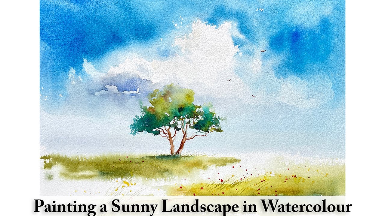 Painting Sunny Weather in Watercolour | A Peaceful Summer Landscape | Loose Expressive Style