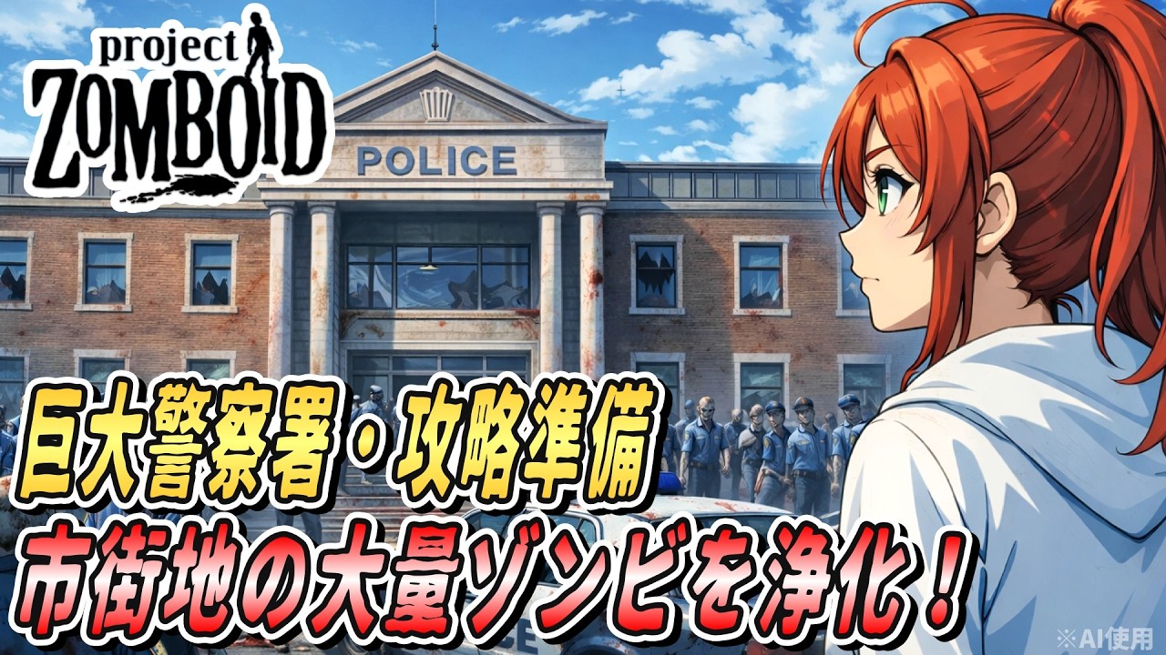 【Project Zomboid】巨大警察署の攻略準備！市街地の大量ゾンビをどうにかしないと！【ルイビル編 / Louisville】#41