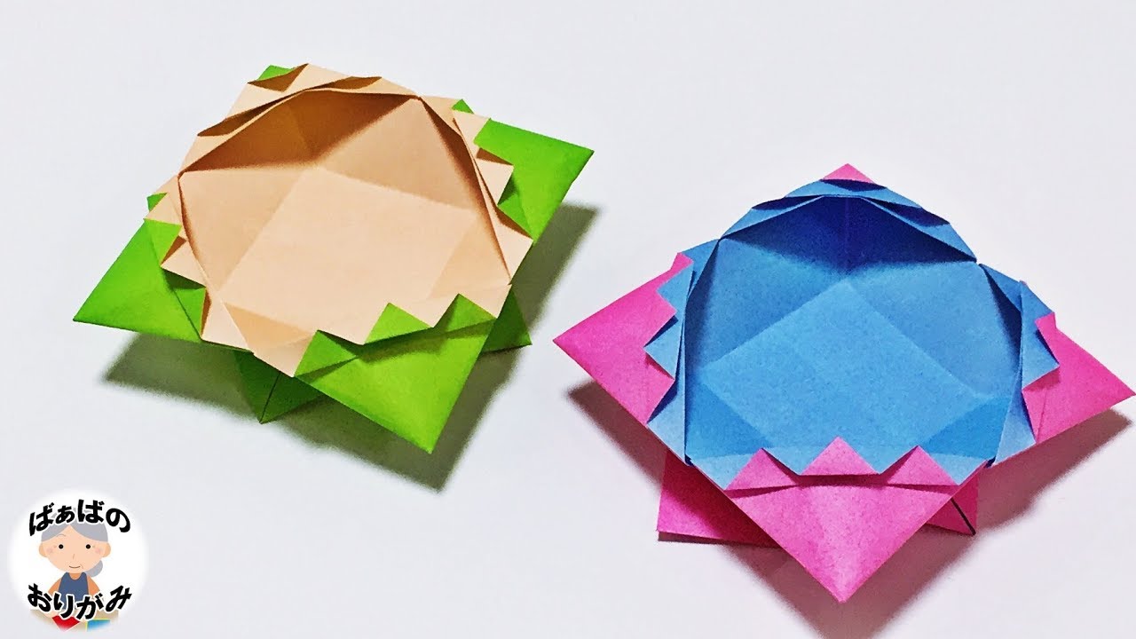 【折り紙の箱】簡単で楽しい「ギザギザボックス」の折り方　Origami Zig Zag Box【音声解説あり】 / ばぁばの折り紙