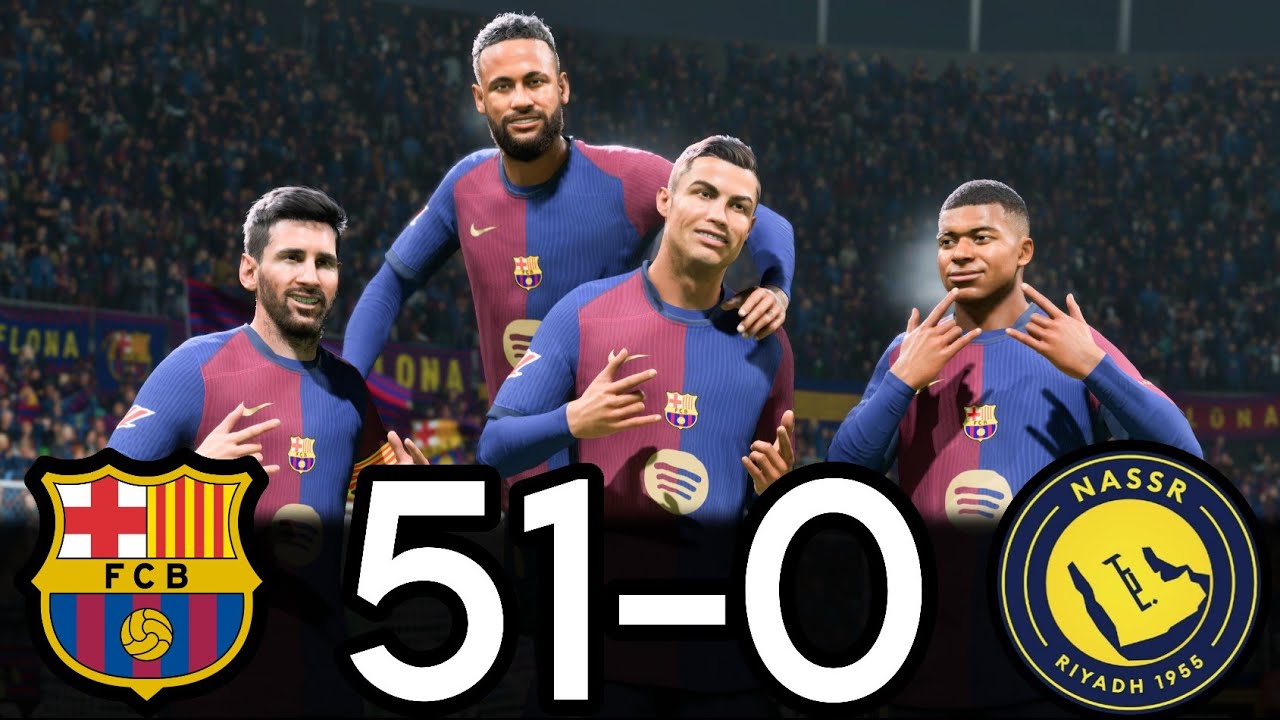 FC 25 -MESSI RONALDO NEYMAR & MBAPPE | ALL STARS |  BARCELONA 51-0 AL NASSR