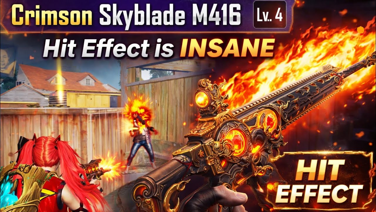 New Crimson Skyblade M416 Upgraded to Hit Effect! 😍 | Crimson Skyblade M416 Gameplay 
